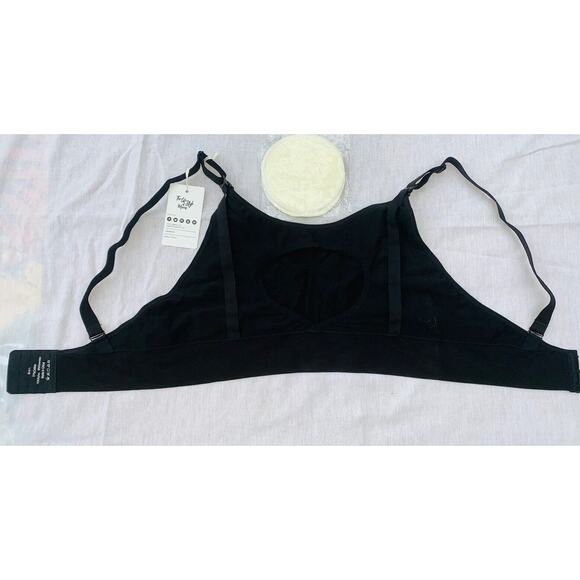 Lupantte Hands Free Pumping Black Bra Sz L With Pads Adjustable Cotton Blend NWT - Picture 1 of 12